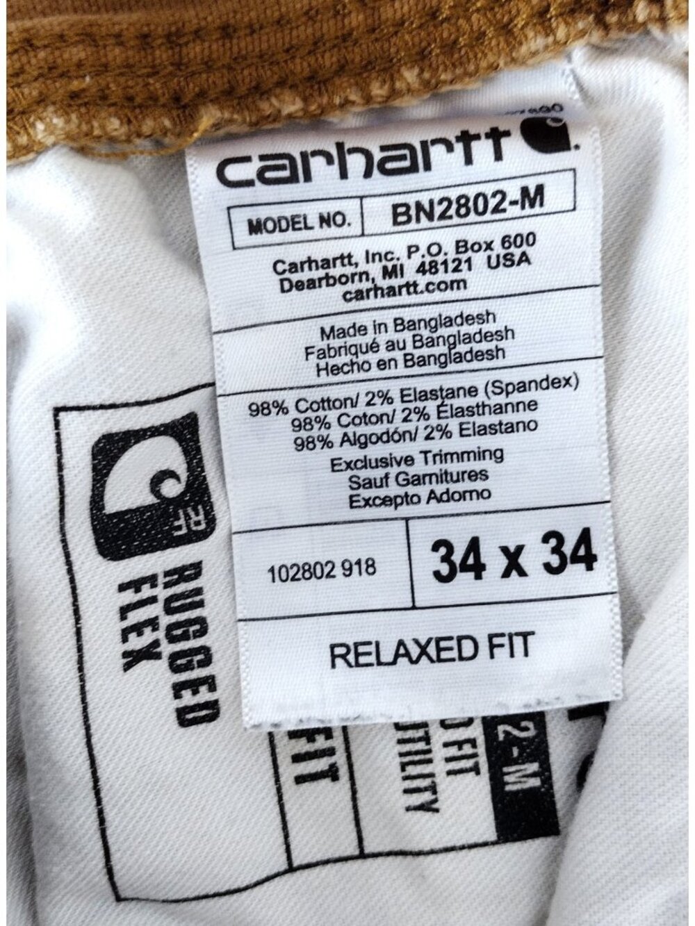Carhartt Relaxed Fit Classic Rugged Flex BN2802-M 34 x 34 Canvas Work Pants - Picture 4 of 10